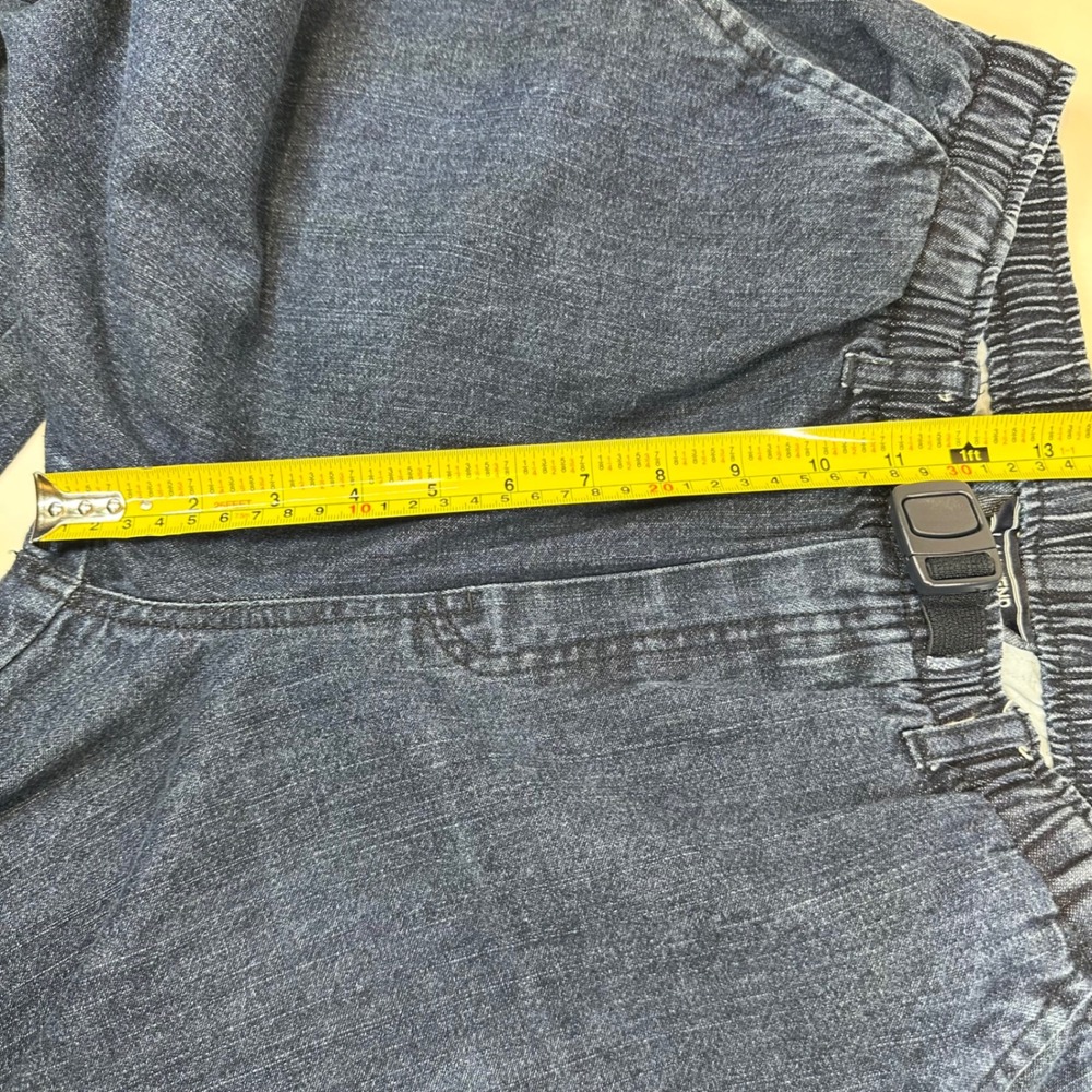 Lands' End Women Blue Denim Elastic Waist Belted Pants 20H Plus Medium Wash - Picture 8 of 10